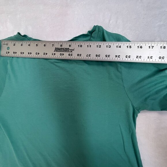 Ethos Paris Teal Organic Cotton Long Sleeve Shirt Top Small Urban Skyline Design - Picture 5 of 7